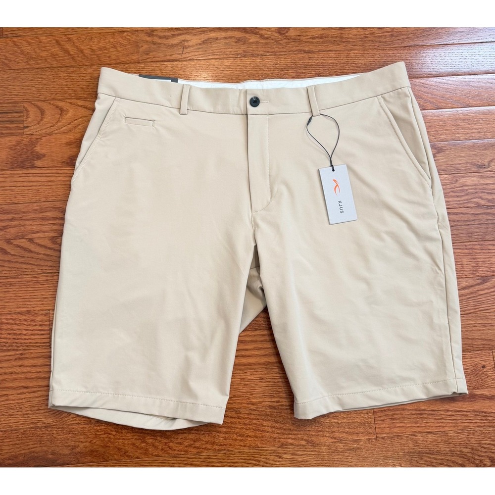 New Kjus Ike Shorts Mens 42 Khaki Golf Regular Fit Stretch Water Repellant Chino